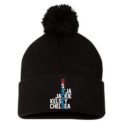 Usaces Aja Jackie Kelsey C..H.E.L.S.E.A Pom Pom 12in Knit Beanie