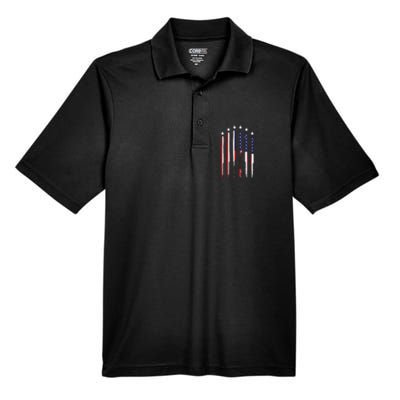 USA Airplane Jet Fighter 4th American Flag Of July Patriotic Men's Origin Performance Pique Polo