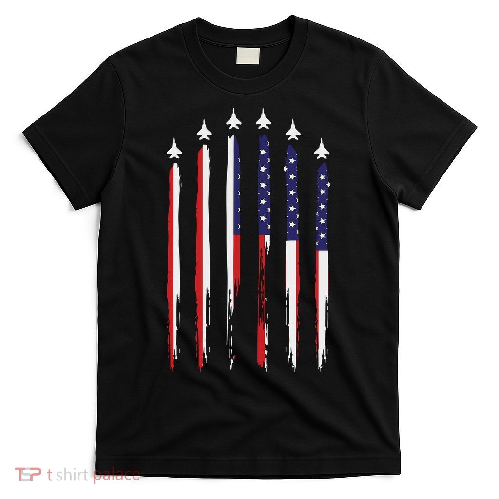 USA Airplane Jet Fighter 4th American Flag Of July Patriotic T-Shirt