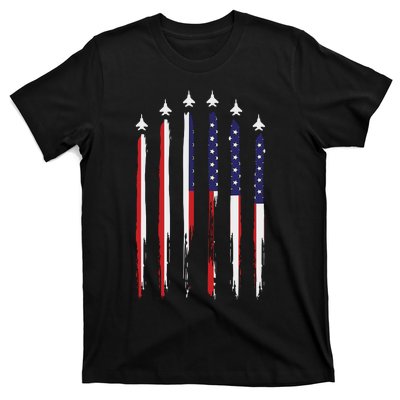 USA Airplane Jet Fighter 4th American Flag Of July Patriotic T-Shirt