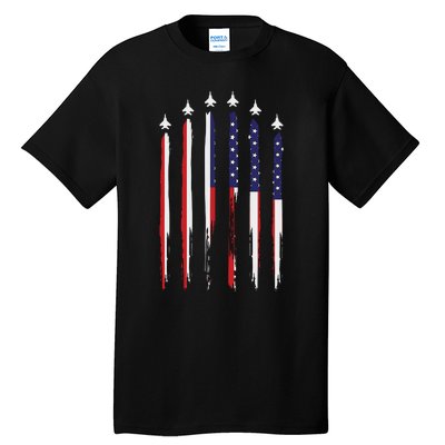 USA Airplane Jet Fighter 4th American Flag Of July Patriotic Tall T-Shirt