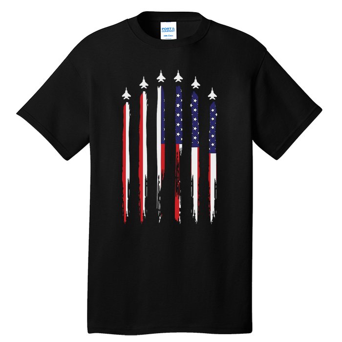 USA Airplane Jet Fighter 4th American Flag Of July Patriotic Tall T-Shirt