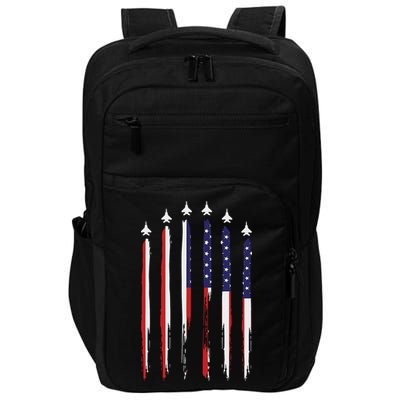 USA Airplane Jet Fighter 4th American Flag Of July Patriotic Impact Tech Backpack