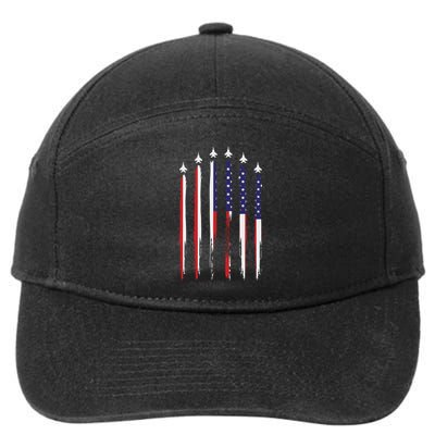 USA Airplane Jet Fighter 4th American Flag Of July Patriotic 7-Panel Snapback Hat