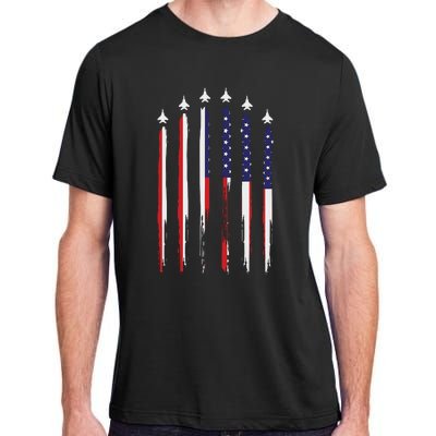 USA Airplane Jet Fighter 4th American Flag Of July Patriotic Adult ChromaSoft Performance T-Shirt