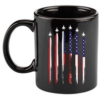 USA Airplane Jet Fighter 4th American Flag Of July Patriotic 11oz C Handle Ceramic Mug