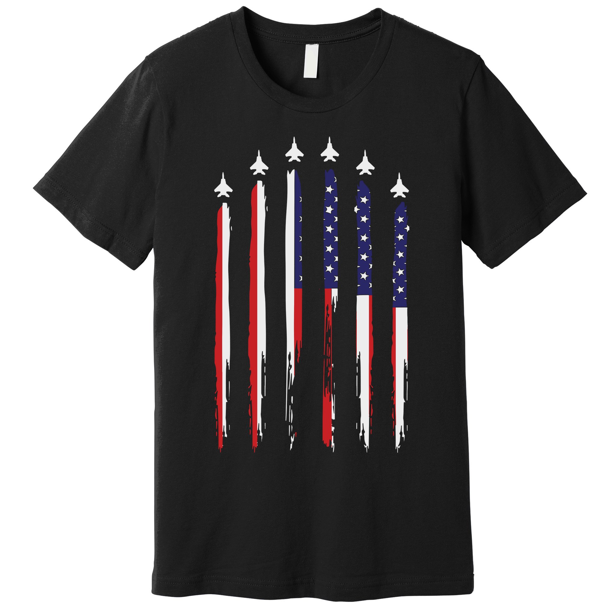 USA Airplane Jet Fighter 4th American Flag Of July Patriotic Premium T-Shirt