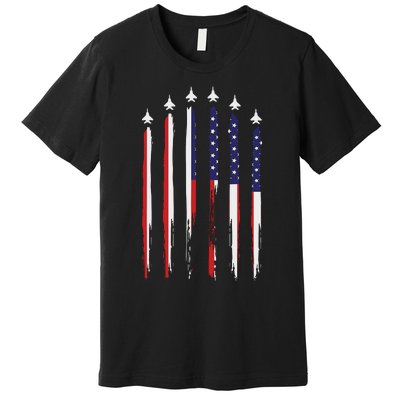 USA Airplane Jet Fighter 4th American Flag Of July Patriotic Premium T-Shirt