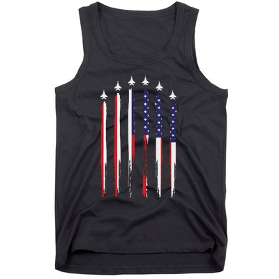 USA Airplane Jet Fighter 4th American Flag Of July Patriotic Tank Top