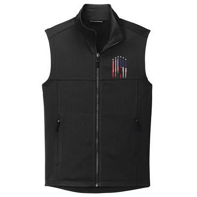 USA Airplane Jet Fighter 4th American Flag Of July Patriotic Collective Smooth Fleece Vest