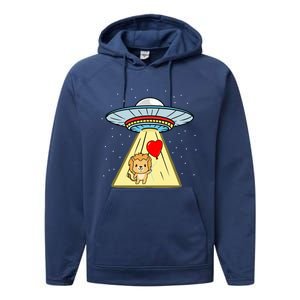 Ufo Abduction Lion Valentines Day Gift Performance Fleece Hoodie