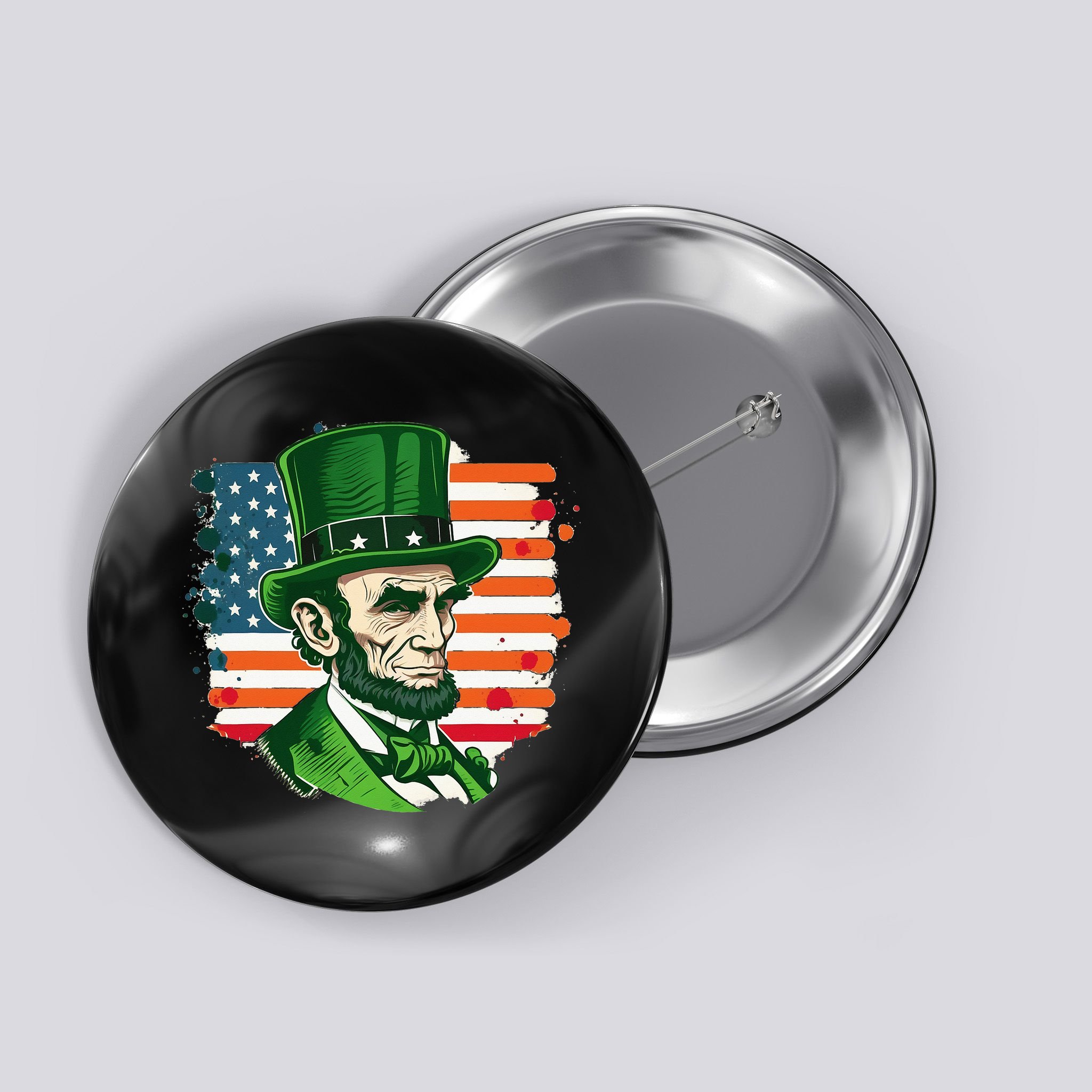 USA Abraham Lincoln St Patricks Day Button