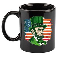 USA Abraham Lincoln St Patricks Day 11oz C Handle Ceramic Mug