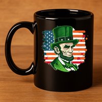 USA Abraham Lincoln St Patricks Day 11oz C Handle Ceramic Mug