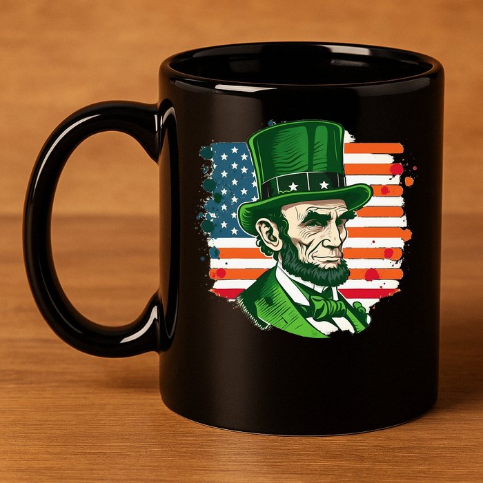 USA Abraham Lincoln St Patricks Day 11oz C Handle Ceramic Mug