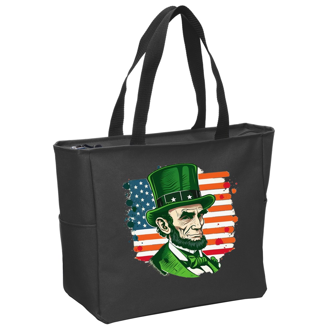 USA Abraham Lincoln St Patricks Day Zip Tote Bag
