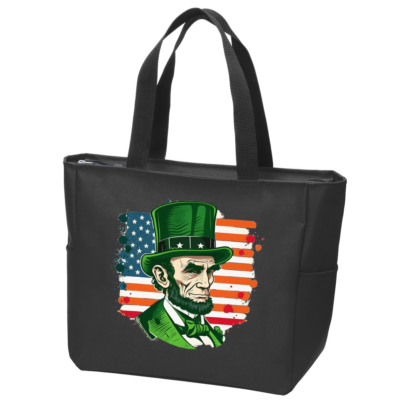 USA Abraham Lincoln St Patricks Day Zip Tote Bag