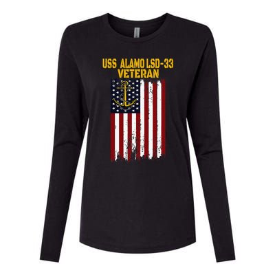 USS Alamo LSD33 Dock Landing Ship Veteran Father's Day Womens Cotton Relaxed Long Sleeve T-Shirt