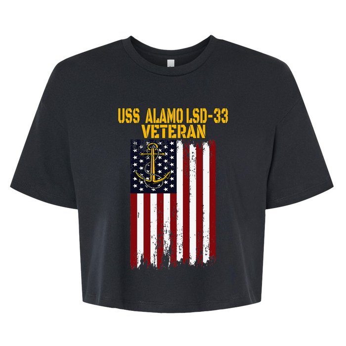 USS Alamo LSD33 Dock Landing Ship Veteran Father's Day Bella+Canvas Jersey Crop Tee