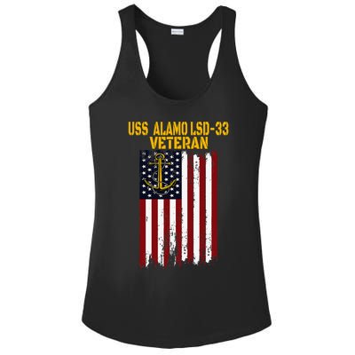 USS Alamo LSD33 Dock Landing Ship Veteran Father's Day Ladies PosiCharge Competitor Racerback Tank