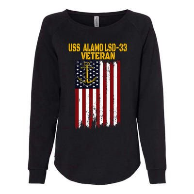 USS Alamo LSD33 Dock Landing Ship Veteran Father's Day Womens California Wash Sweatshirt