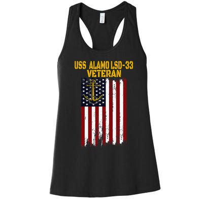 USS Alamo LSD33 Dock Landing Ship Veteran Father's Day Women's Racerback Tank