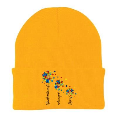 Understand Accept Love Autism Sunflower Knit Cap Winter Beanie