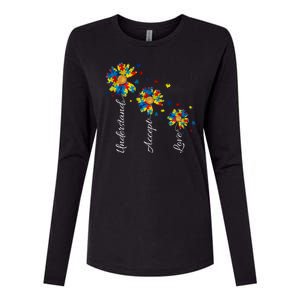 Understand Accept Love Autism Sunflower Womens Cotton Relaxed Long Sleeve T-Shirt