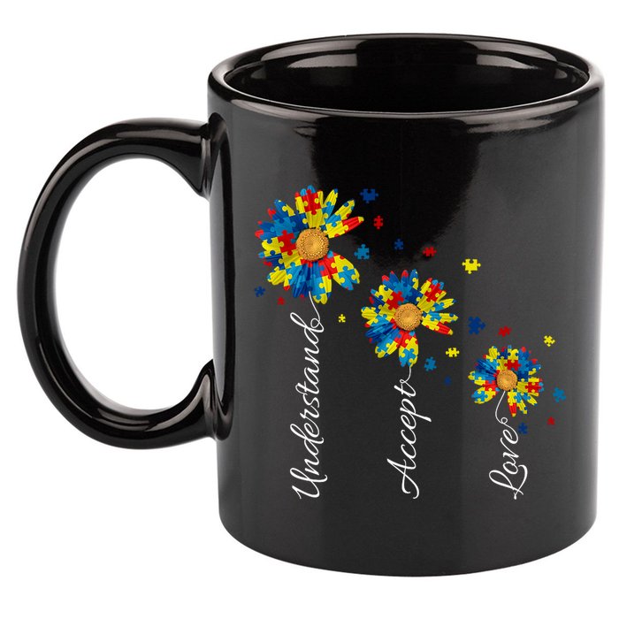 Understand Accept Love Autism Sunflower 11oz C Handle Ceramic Mug