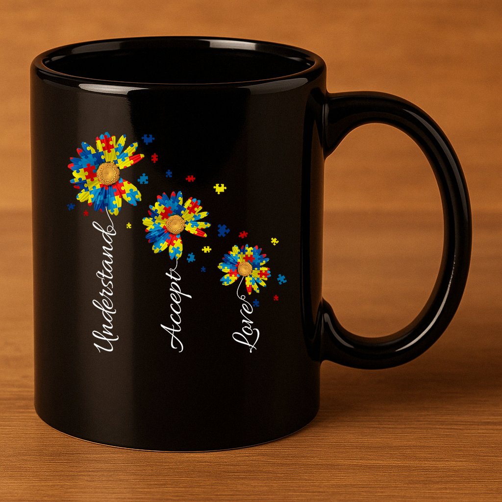 Understand Accept Love Autism Sunflower 11oz C Handle Ceramic Mug