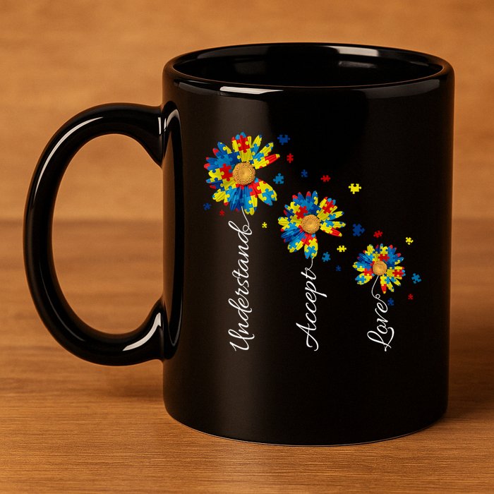 Understand Accept Love Autism Sunflower 11oz C Handle Ceramic Mug