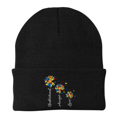 Understand Accept Love Autism Sunflower Knit Cap Winter Beanie