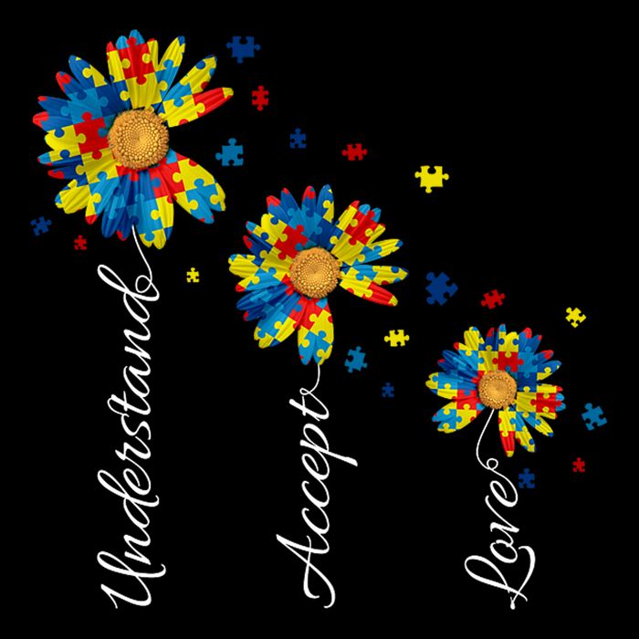 Understand Accept Love Autism Sunflower Drawstring Bag