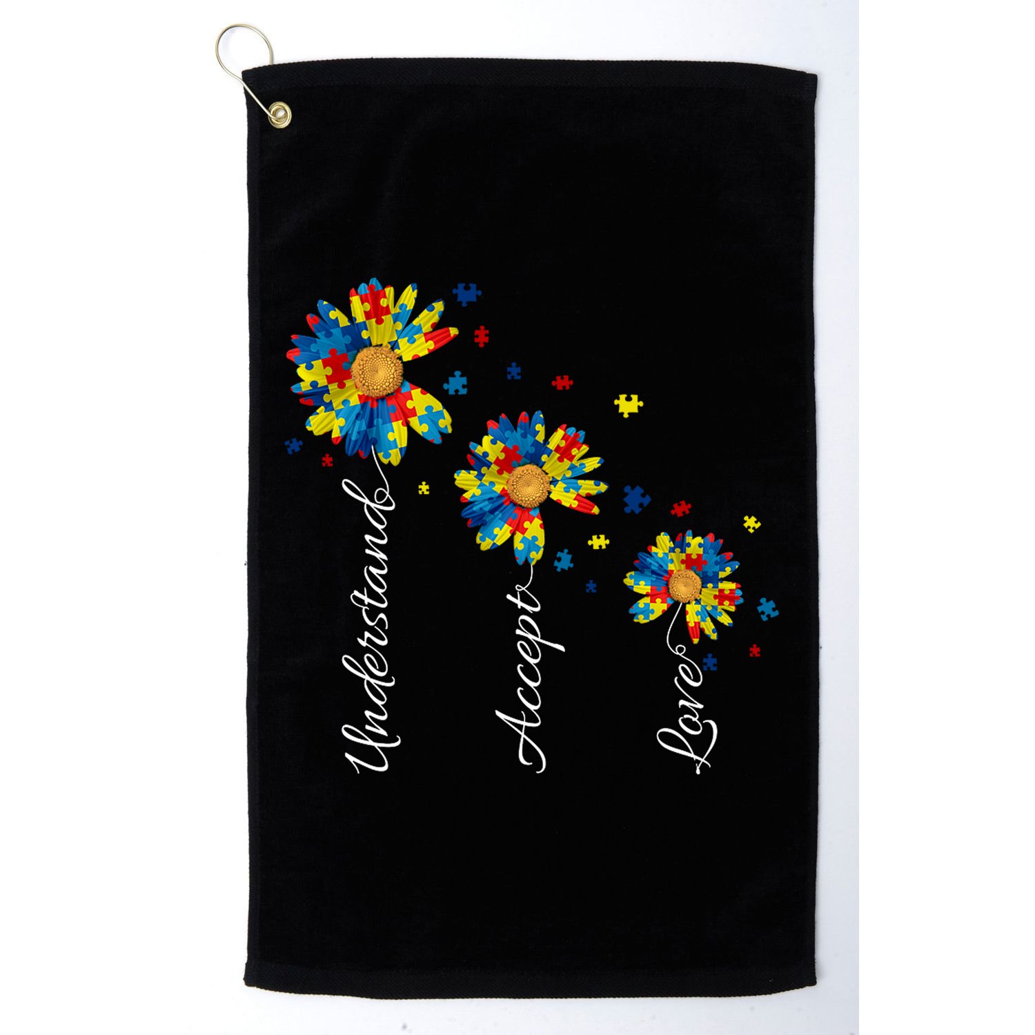 Understand Accept Love Autism Sunflower Golf Towel