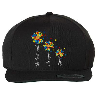 Understand Accept Love Autism Sunflower Wool Snapback Cap