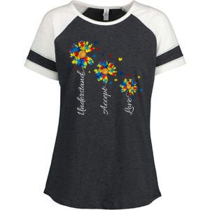 Understand Accept Love Autism Sunflower Enza Ladies Jersey Colorblock Tee