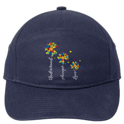 Understand Accept Love Autism Sunflower 7-Panel Snapback Hat