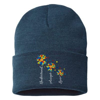 Understand Accept Love Autism Sunflower Sustainable Knit Beanie