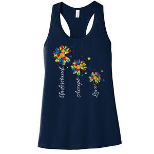 Understand Accept Love Autism Sunflower Women's Racerback Tank