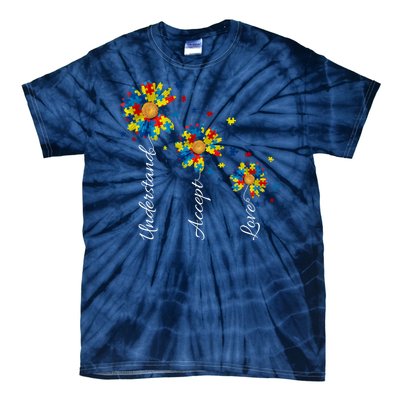 Understand Accept Love Autism Sunflower Tie-Dye T-Shirt