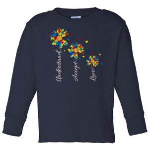 Understand Accept Love Autism Sunflower Toddler Long Sleeve Shirt