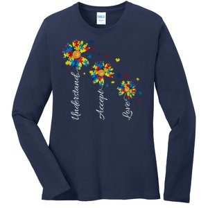 Understand Accept Love Autism Sunflower Ladies Long Sleeve Shirt