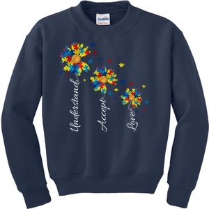 Understand Accept Love Autism Sunflower Kids Sweatshirt