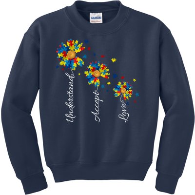 Understand Accept Love Autism Sunflower Kids Sweatshirt