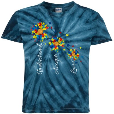 Understand Accept Love Autism Sunflower Kids Tie-Dye T-Shirt