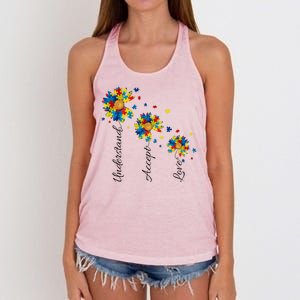 Understand Accept Love Autism Sunflower Women's Knotted Racerback Tank