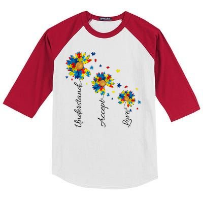 Understand Accept Love Autism Sunflower Kids Colorblock Raglan Jersey