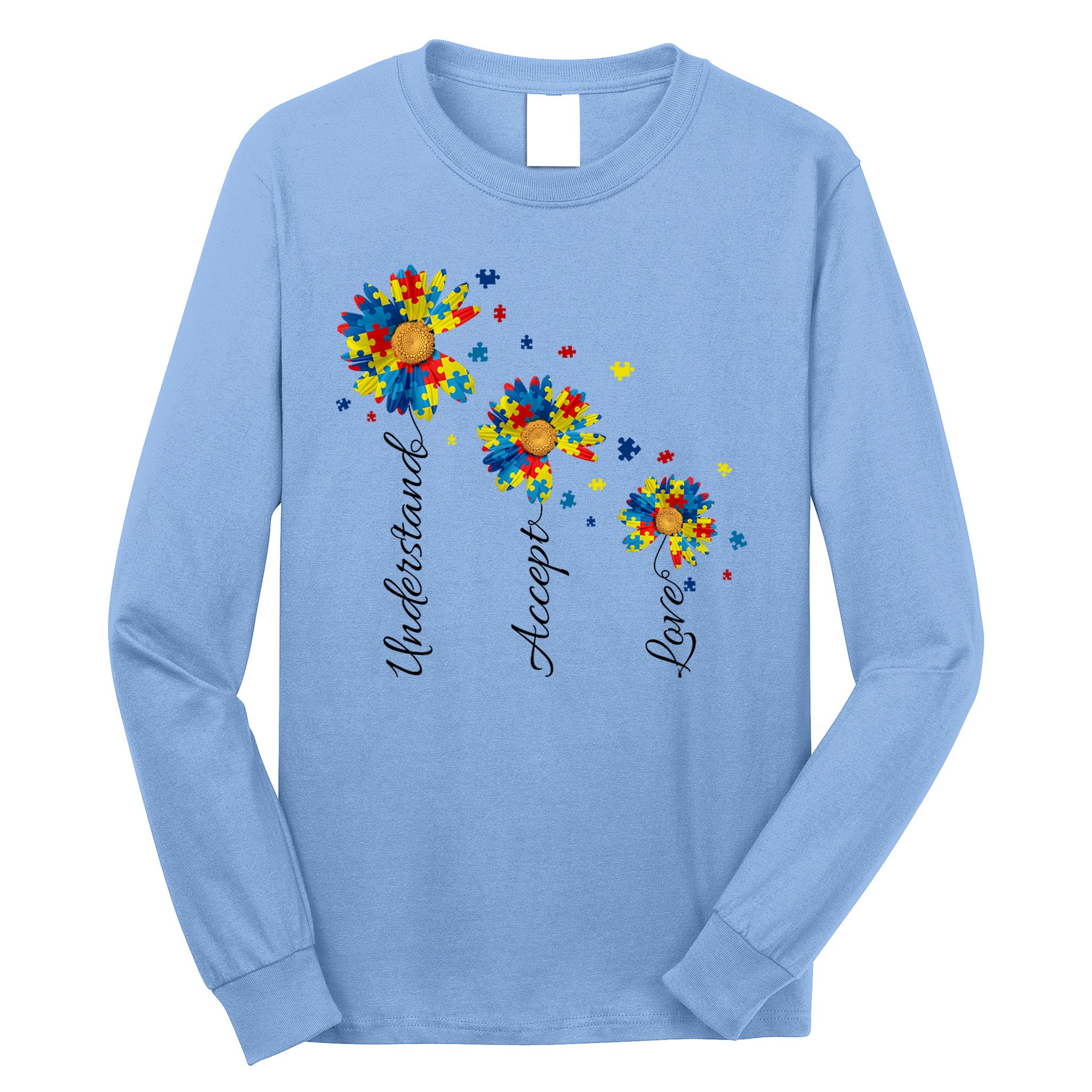 Understand Accept Love Autism Sunflower Long Sleeve Shirt