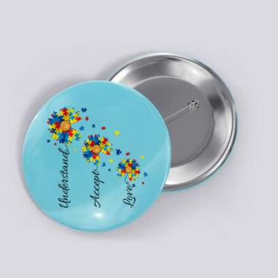 Understand Accept Love Autism Sunflower Button