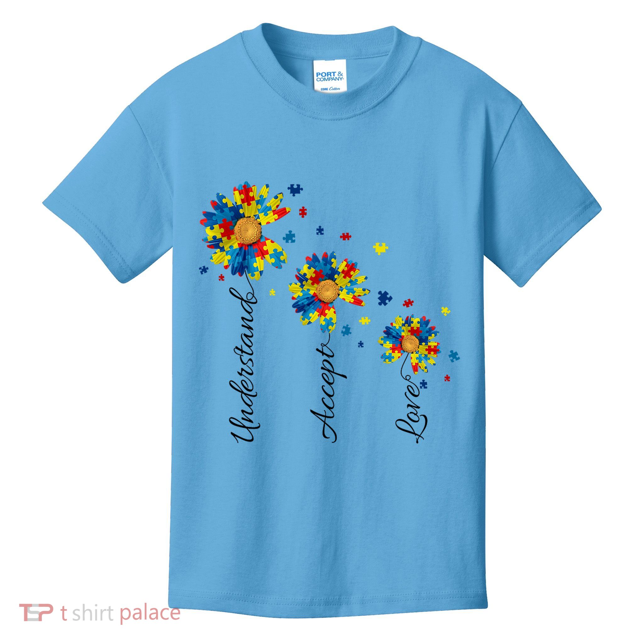 Understand Accept Love Autism Sunflower Kids T-Shirt